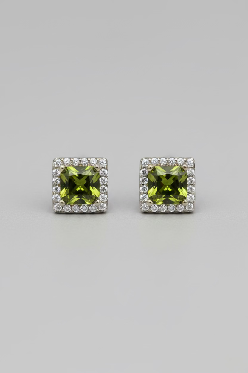 Peridot CZ studs